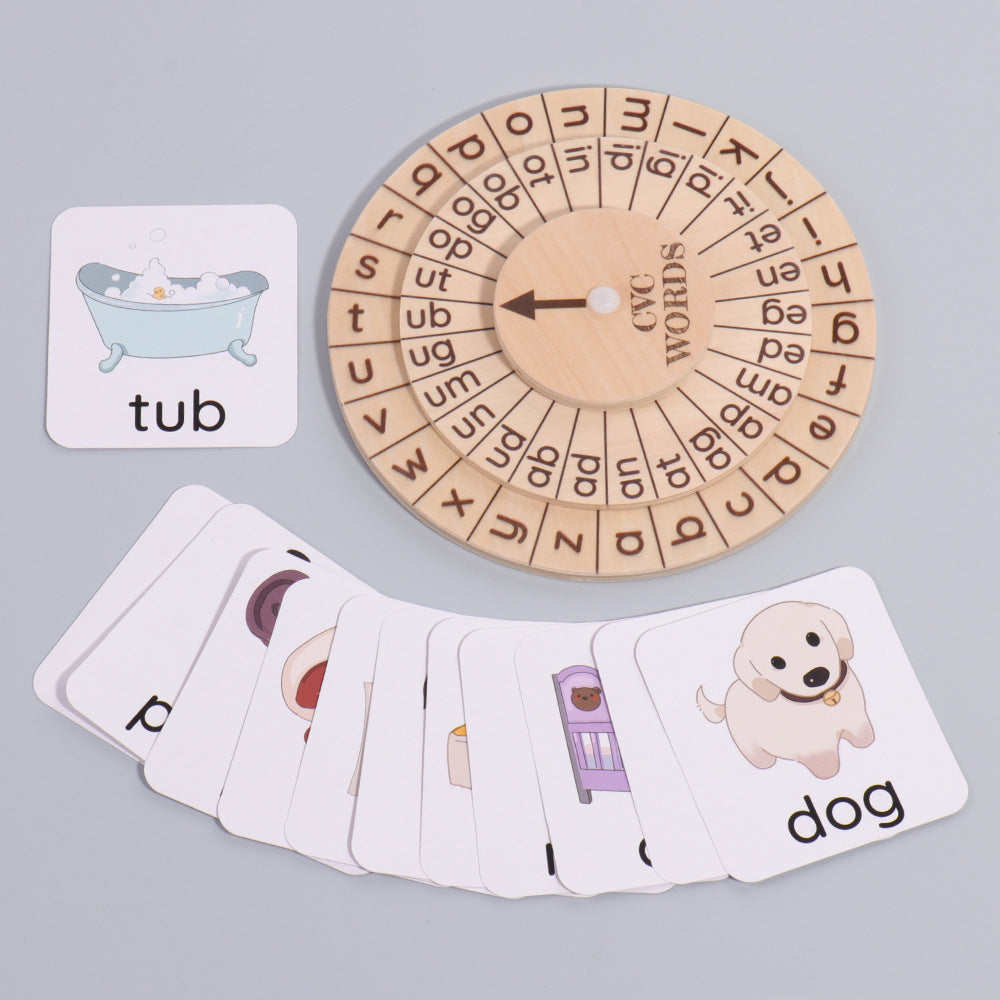 English spelling game natural phonics spinning wheel vowel recognition Montessori early education toys 🇨🇳