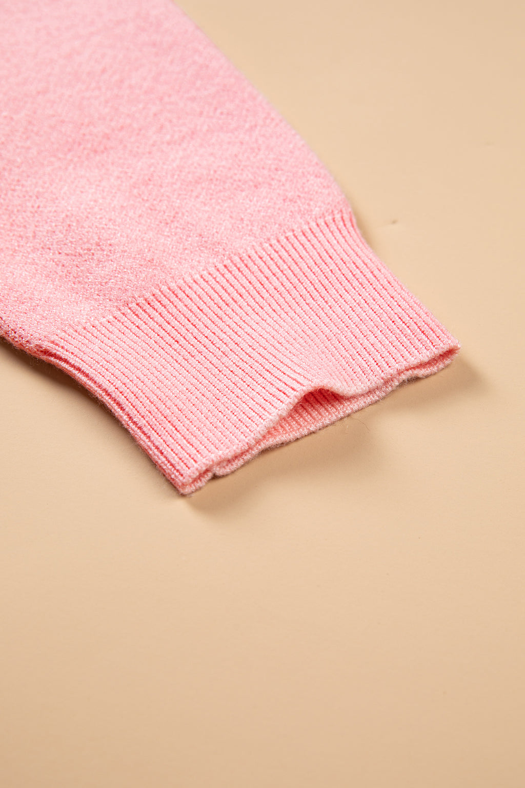 Gossamer Pink Drop Shoulder Round Neck Towel Embroidery Slogan Pullover Sweater 🇺🇸