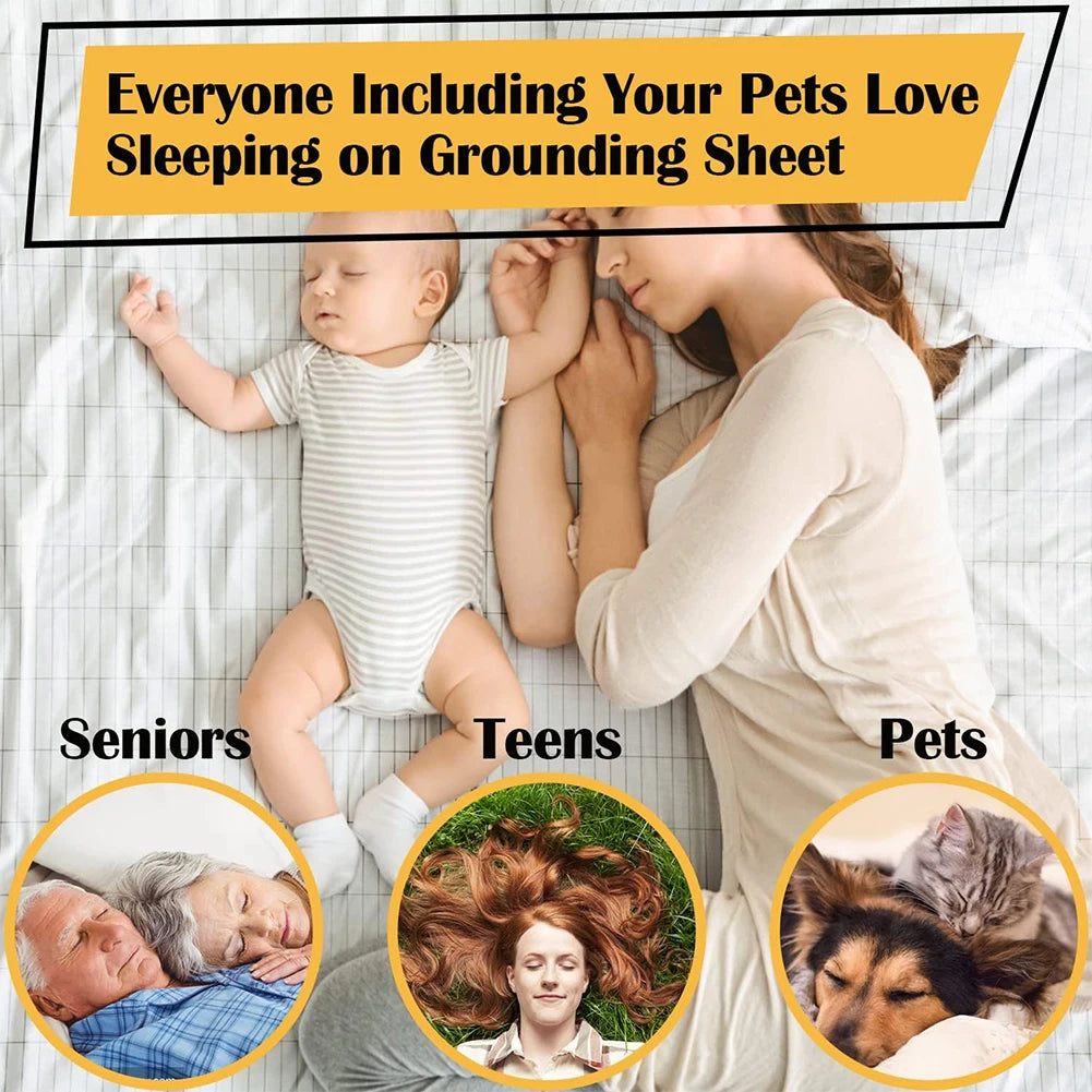 Grounding Sheet Mat  Earthing Fitted Bedsheet Silver Fiber Conductive Organic Grounding Mat Radiation Anti-Static 🇨🇳