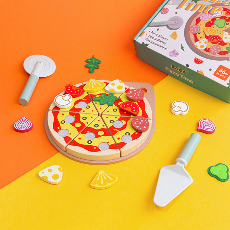 Children's early education puzzle play simulation pizza fruits and vegetables joyful role-playing kitchen wooden toys 🇨🇳