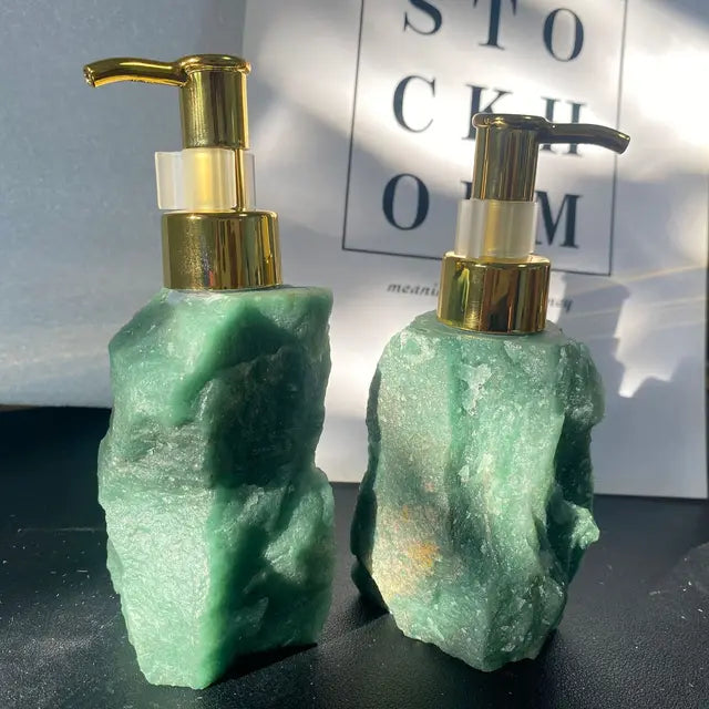 1 PCS Natural Pink Crystal Stone Press Bottle Dispenser 30ml Liquid 🇨🇳