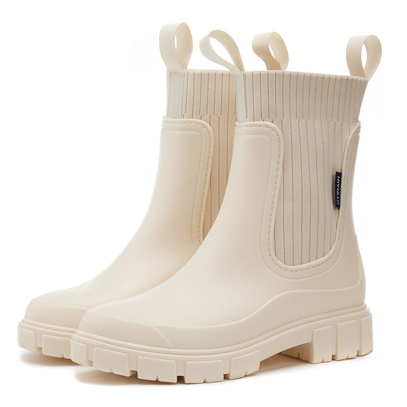 Elastic Mid-Calf Rain Boots, Durable Heeled (Waterproof Non-Slip) 🇨🇳
