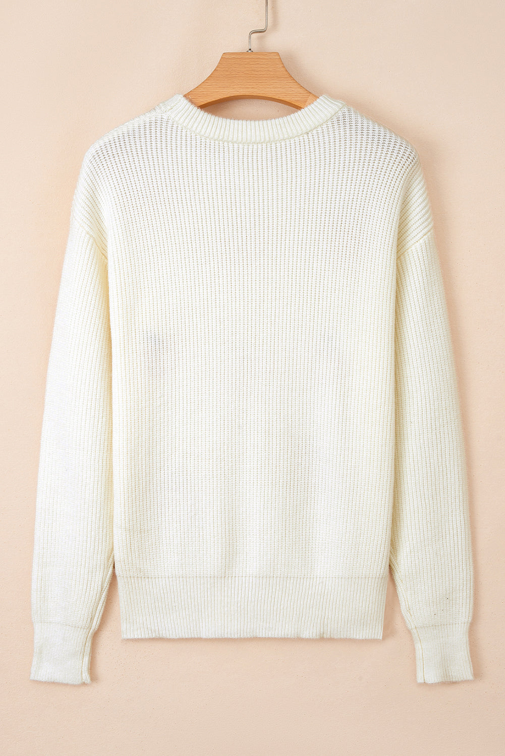 Beige Pumpkin Embroidered Ribbed Thanksgiving Halloween Holiday Sweater 🇺🇸