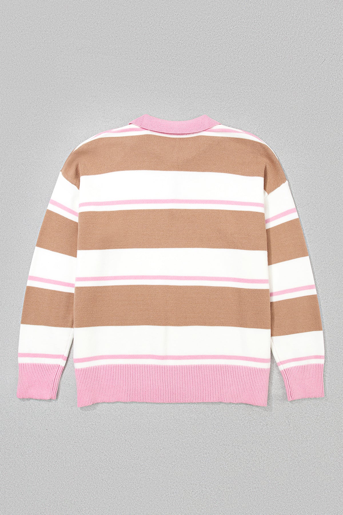 Pink Stripe Striped Colorblock V Neck Long Sleeve Tunic Sweater 🇺🇸