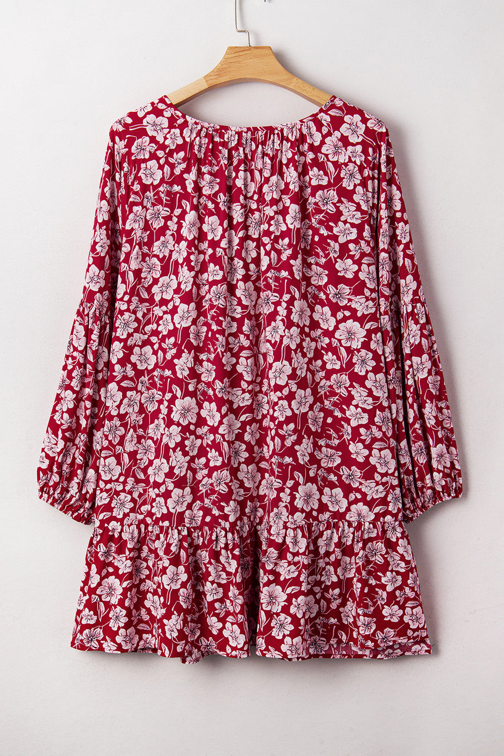 Purple Plus Floral Balloon Sleeve V Neck Relaxed Dress 🇺🇸