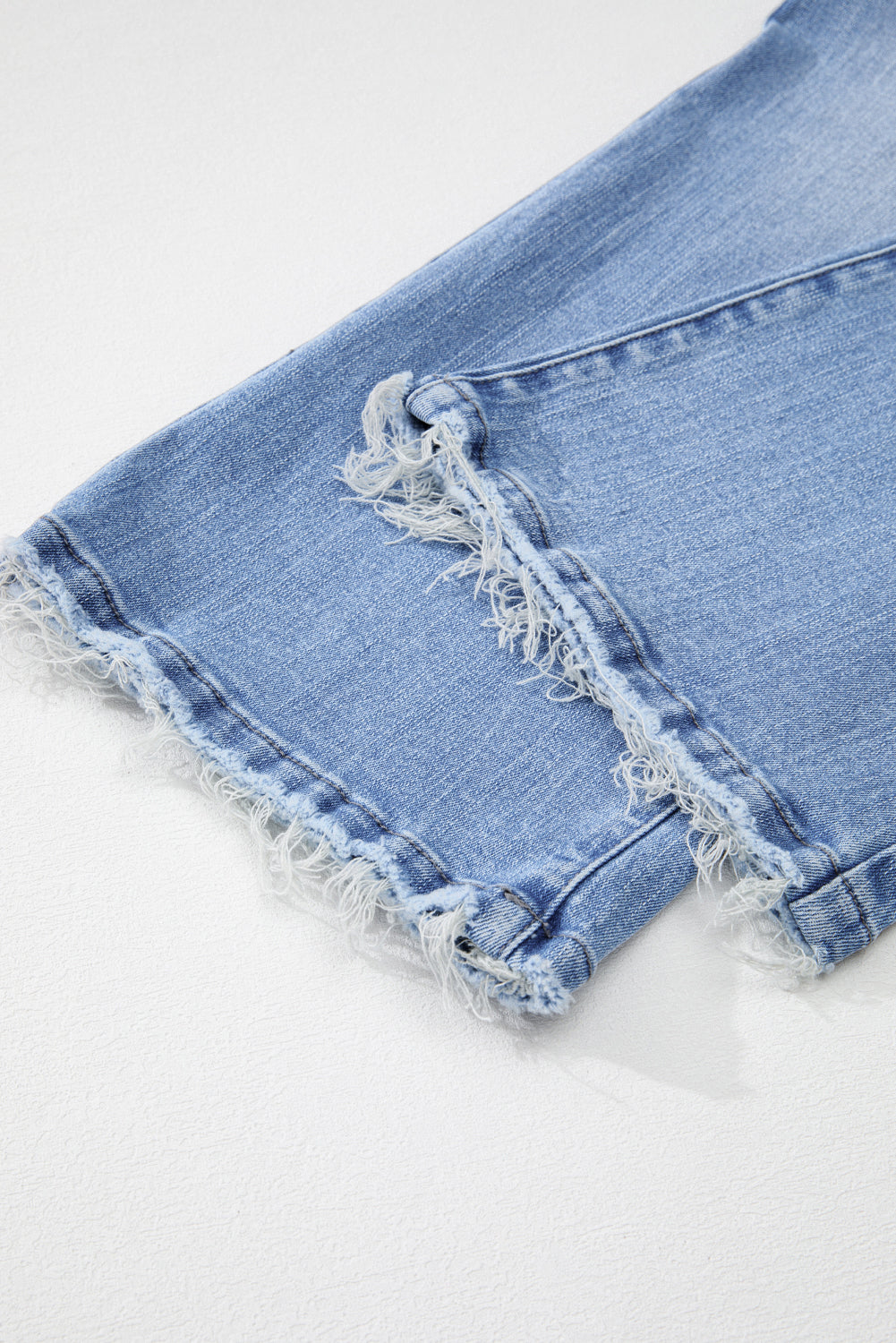 Beau Blue Mineral Wash Raw Hem High Waist Flared Jeans 🇨🇳