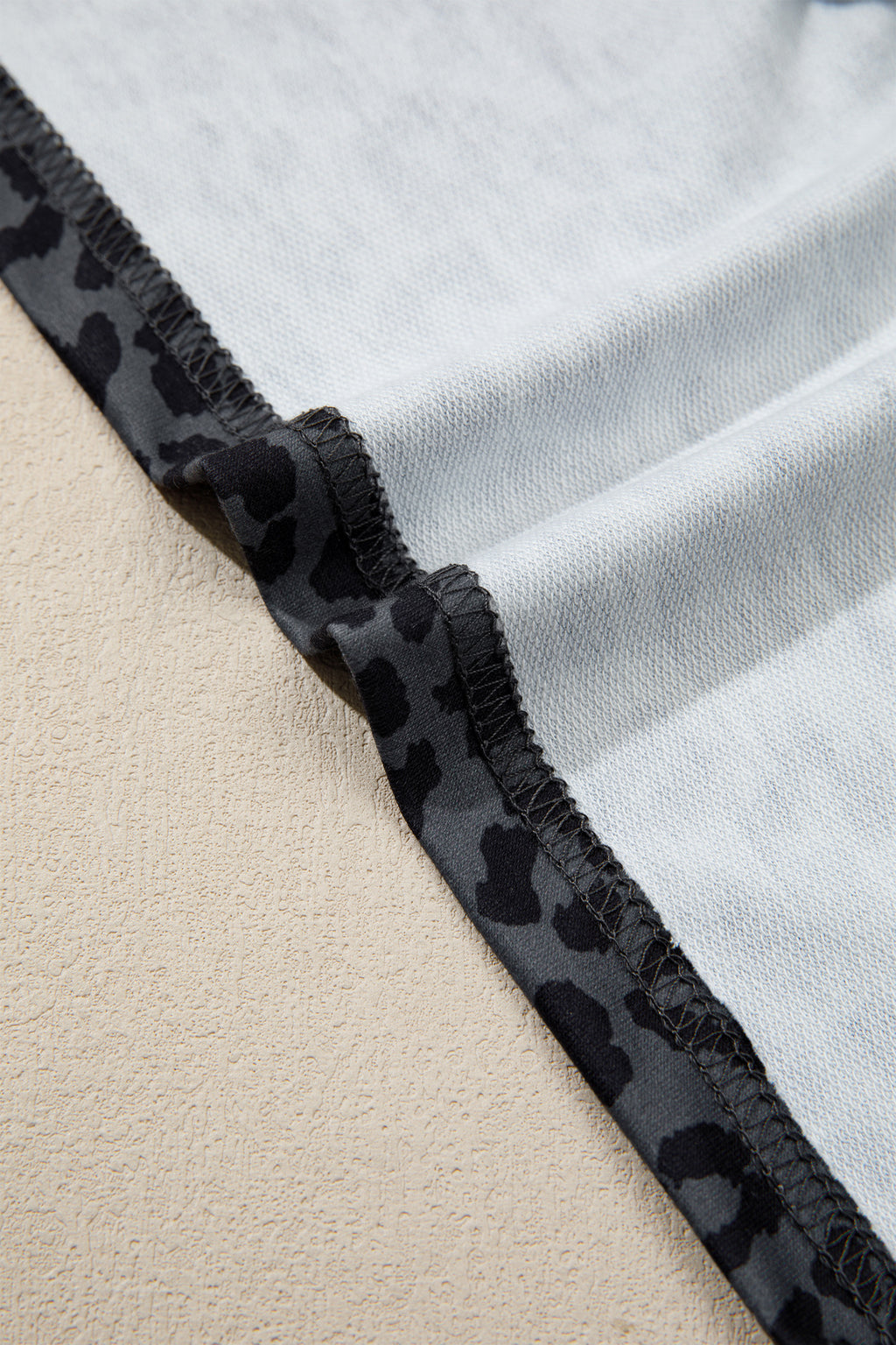 Gray Leopard Print Varsity Striped Detail 3/4 Sleeve Top Shift Pant Set 🇺🇸