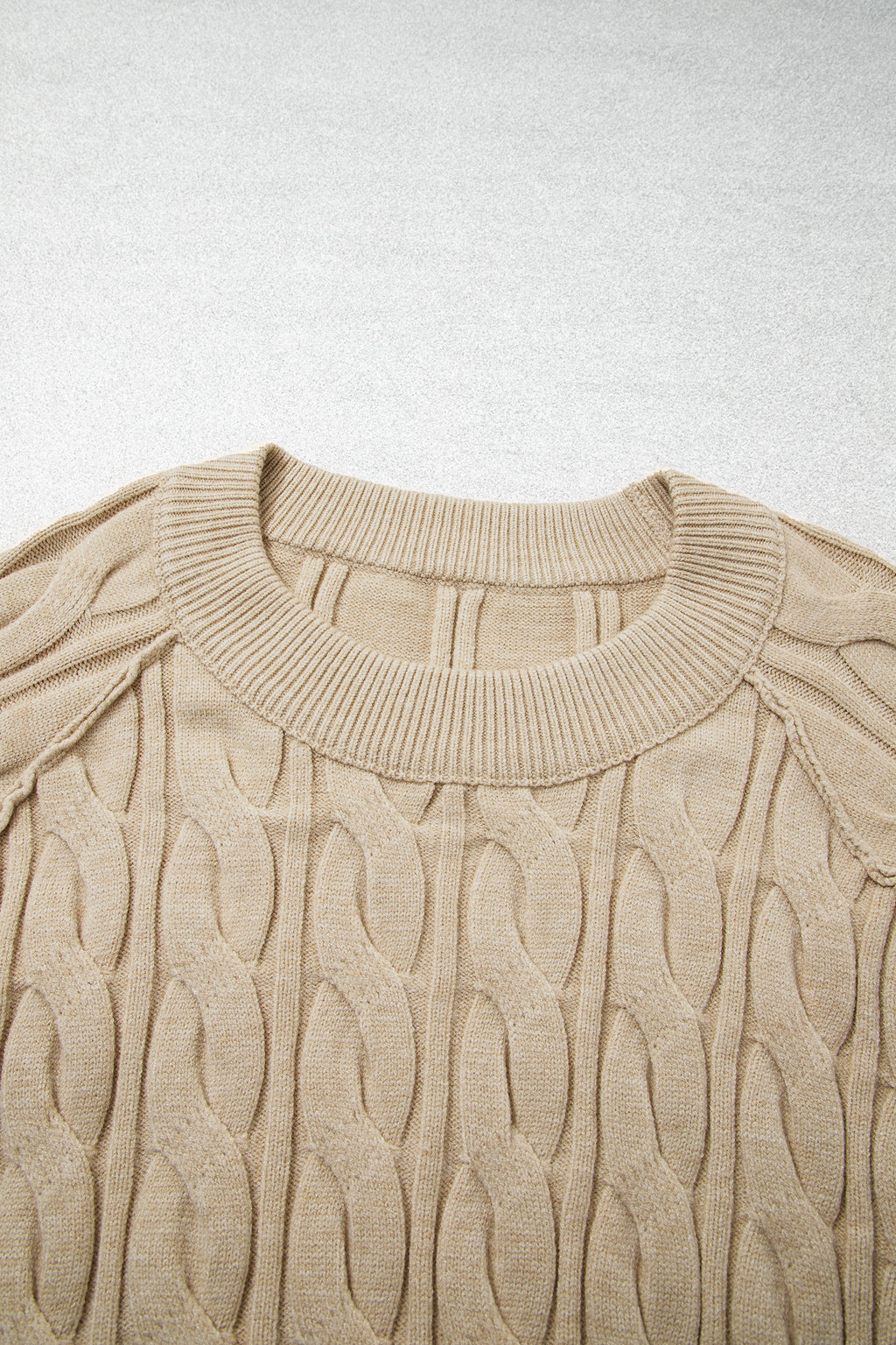 Parchment Oversized Cable Knit Long Sleeve Round Neck Tunic Length Plus Size Sweater 🇺🇸