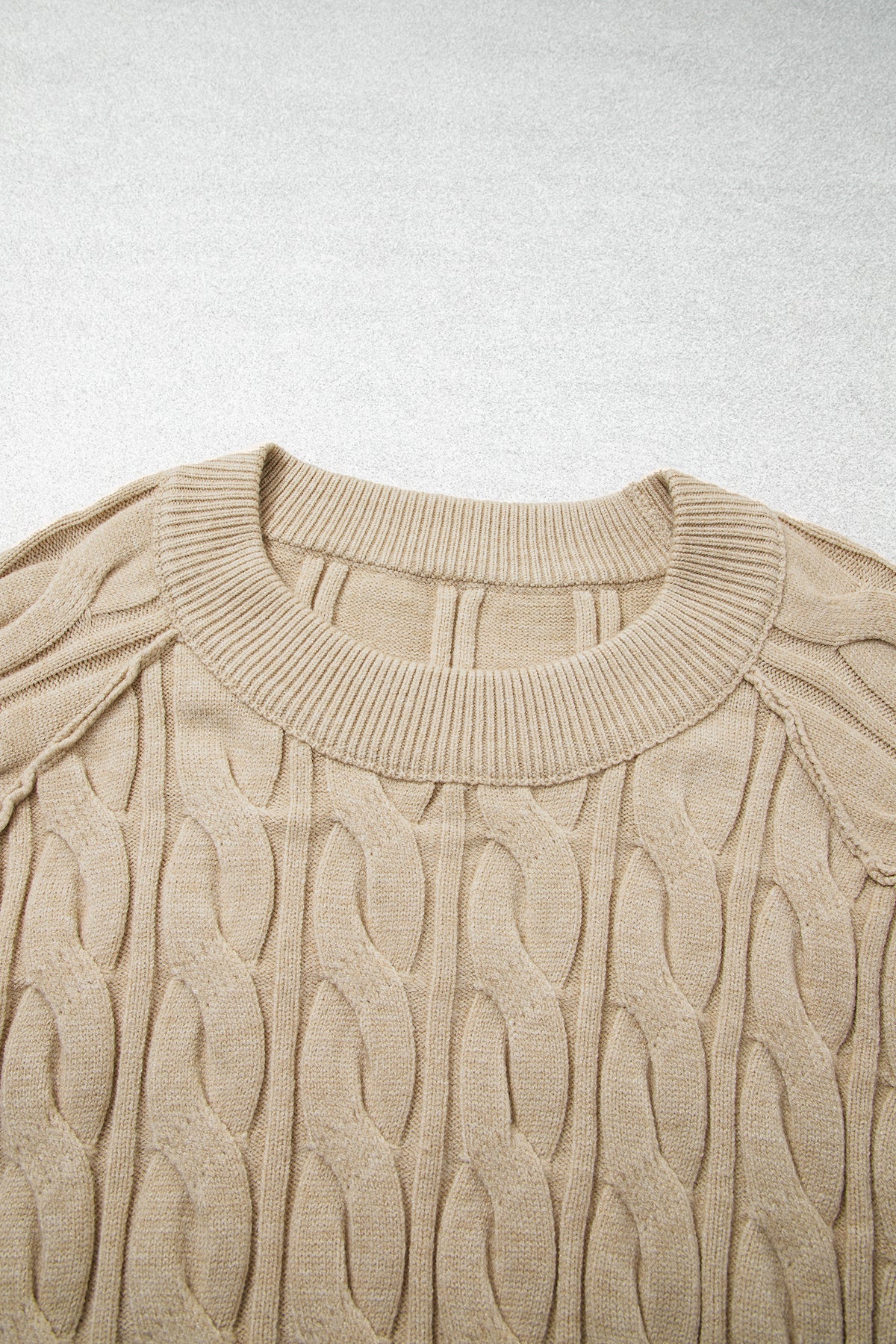 Parchment Oversized Cable Knit Long Sleeve Round Neck Tunic Length Plus Size Sweater 🇺🇸