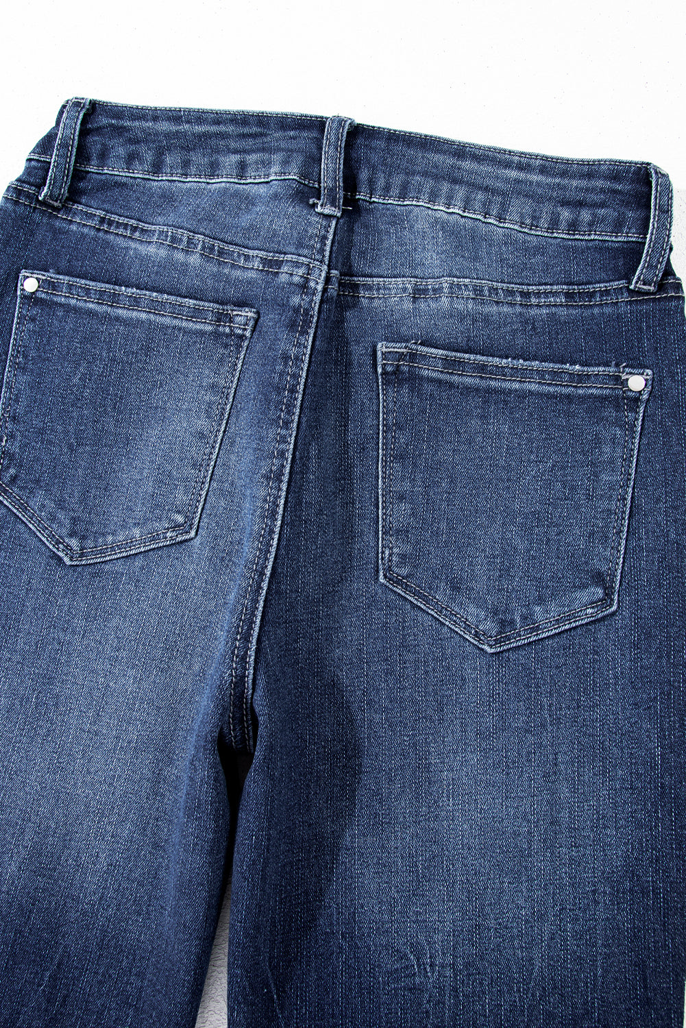 Sail Blue Mineral Wash Raw Hem High Waist Flared Jeans 🇨🇳