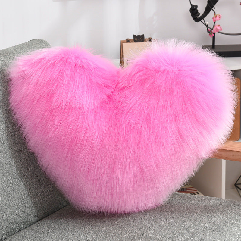 Throw Pillows Heart Shape Long Plush Fluffy Shaggy Cushion Cover 🇨🇳