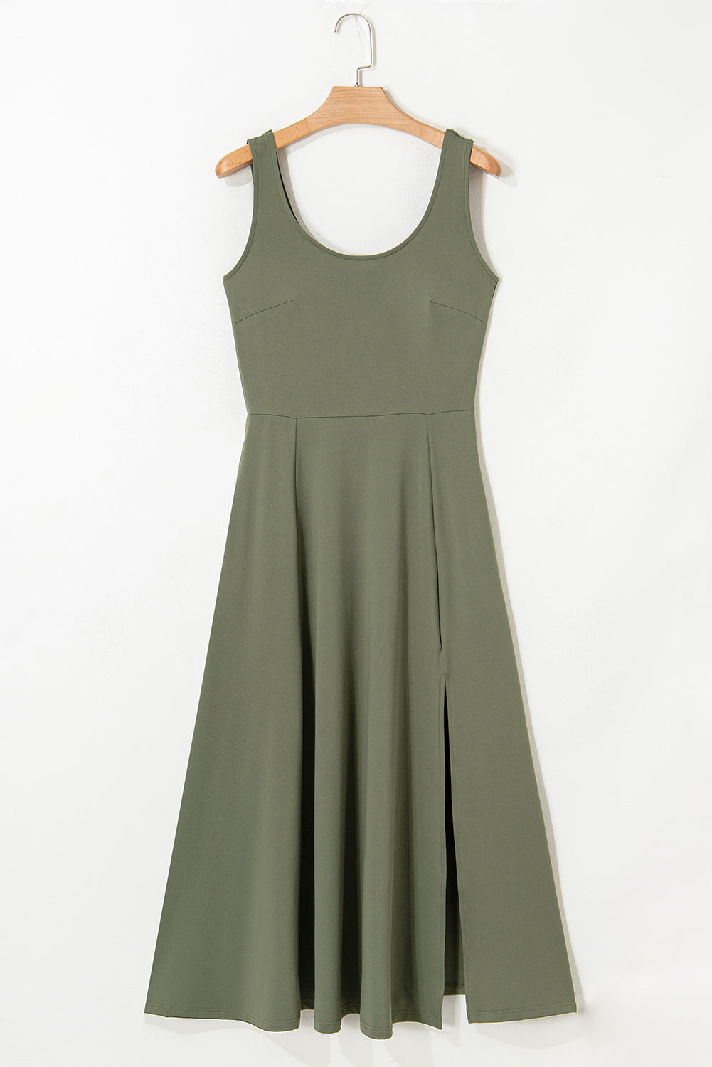 Four Leaf Clover Sleeveless Scoop Neck Flared Split Midi Dress 🇨🇳