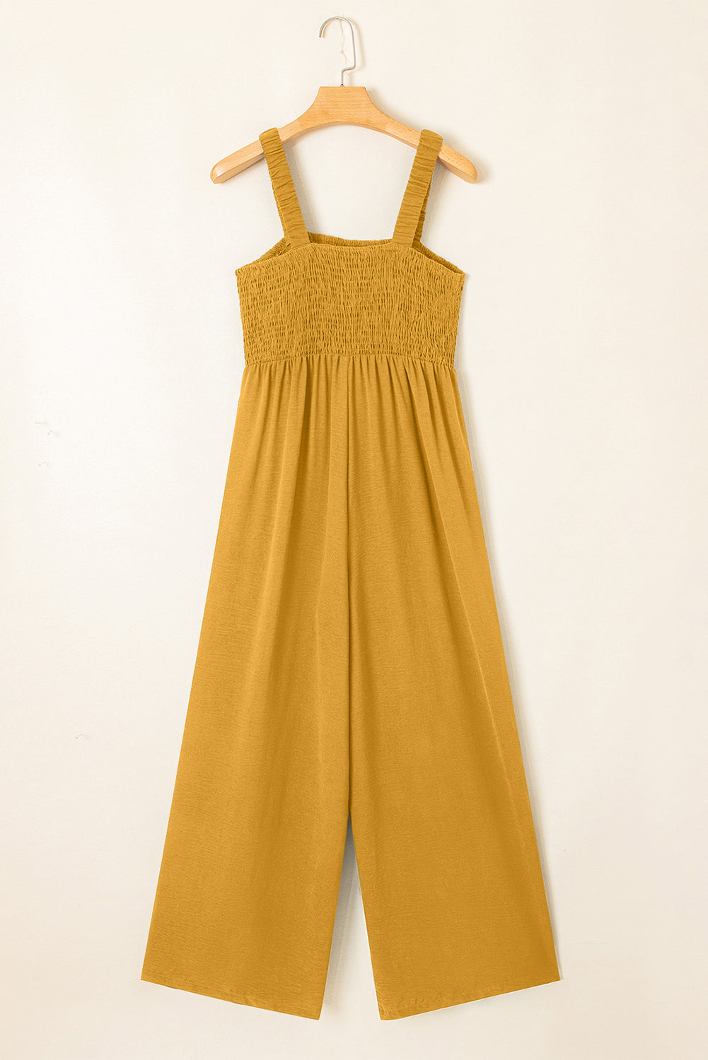 Ginger Smocked Sleeveless Wide Leg Jumpsuit with Pockets 🇺🇸