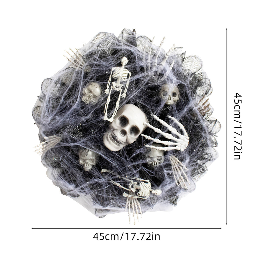 Halloween Black Mesh Skull Garland Party Layout Props 🇨🇳