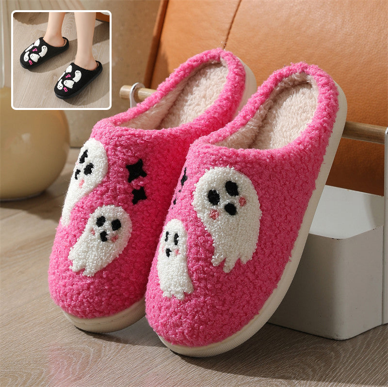 Halloween Cartoon Ghost Cotton Slippers For Women Indoor Non-slip Bedroom Floor Slipper Winter House Shoes 🇬🇧