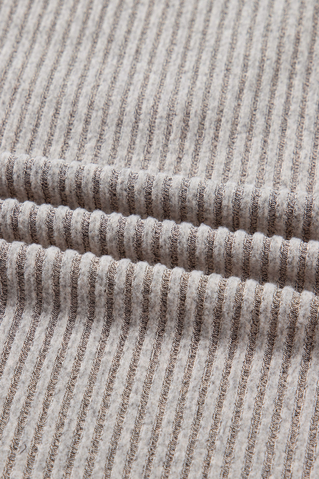 Simply Taupe Ribbed V Neck Contrast Ribbon Bow Back Drop Shoulder Long Sleeve Top 🇺🇸