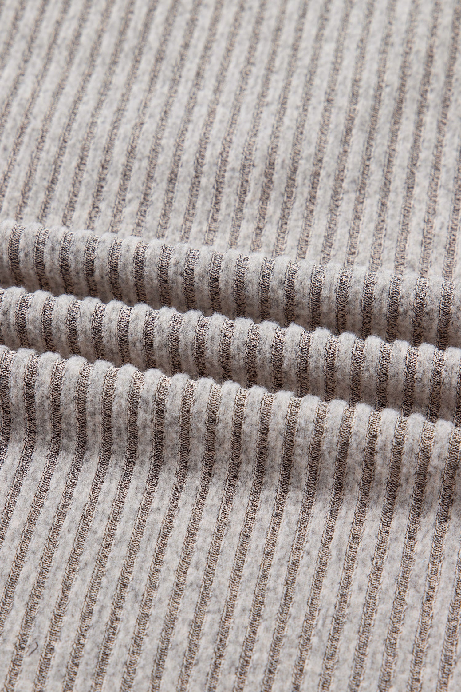 Simply Taupe Ribbed V Neck Contrast Ribbon Bow Back Drop Shoulder Long Sleeve Top 🇺🇸