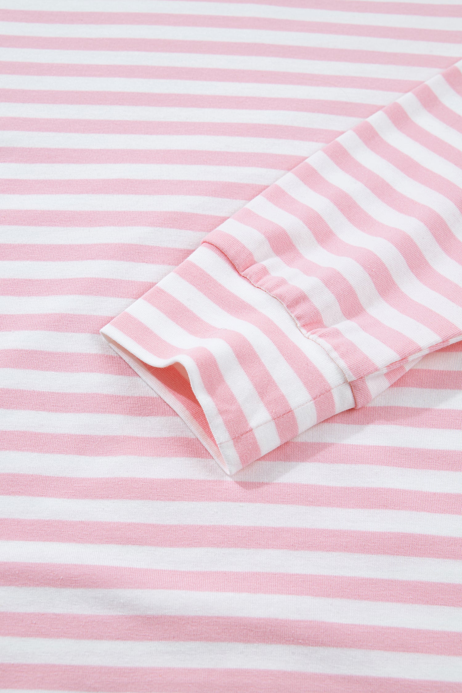 Pink Stripe Drop Shoulder Round Neck Top and Buttoned Straight Pants Two Piece Set 🇺🇸