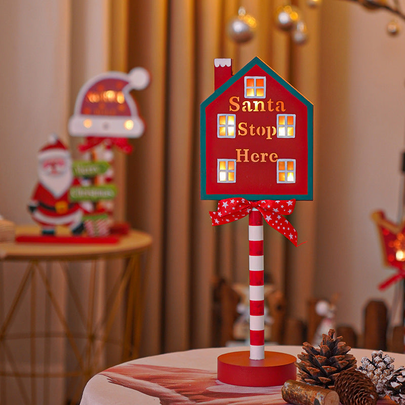 Christmas Road STOP Decorative Lights Wooden Atmosphere Led Colored Lamp 🇨🇳 l