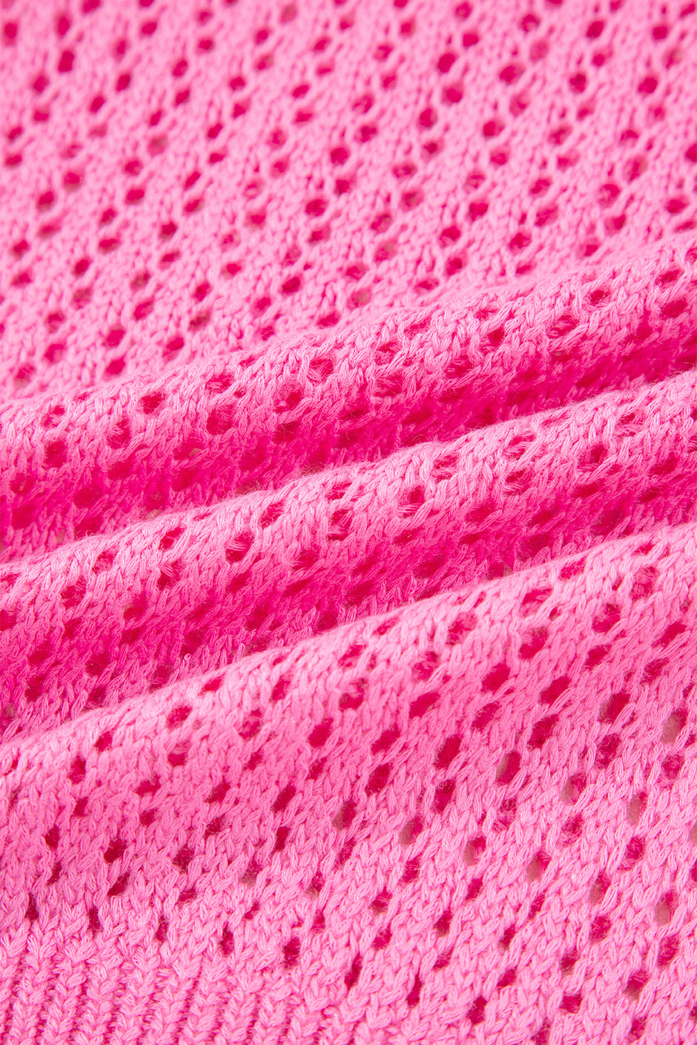 Sachet Pink Sweet Bow Decor Hollow Out Knitted Drop Shoulder Sweater 🇺🇲