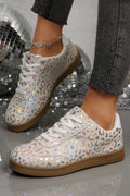 White Shiny Leopard Print Training Shoes 🇺🇸