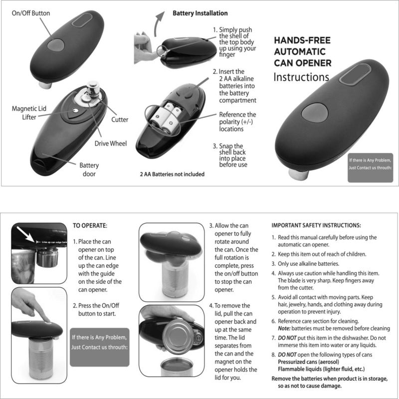 Electric Can Opener Automatic Jar Bottle Can Machine One Touch Portable Kitchen Hand Free Opening Opener Tool Gadgets 🇨🇳