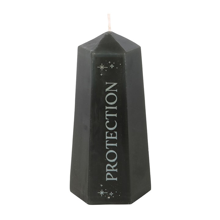 Protection Crystal Candle with Rough Black Obsidian 🇬🇧