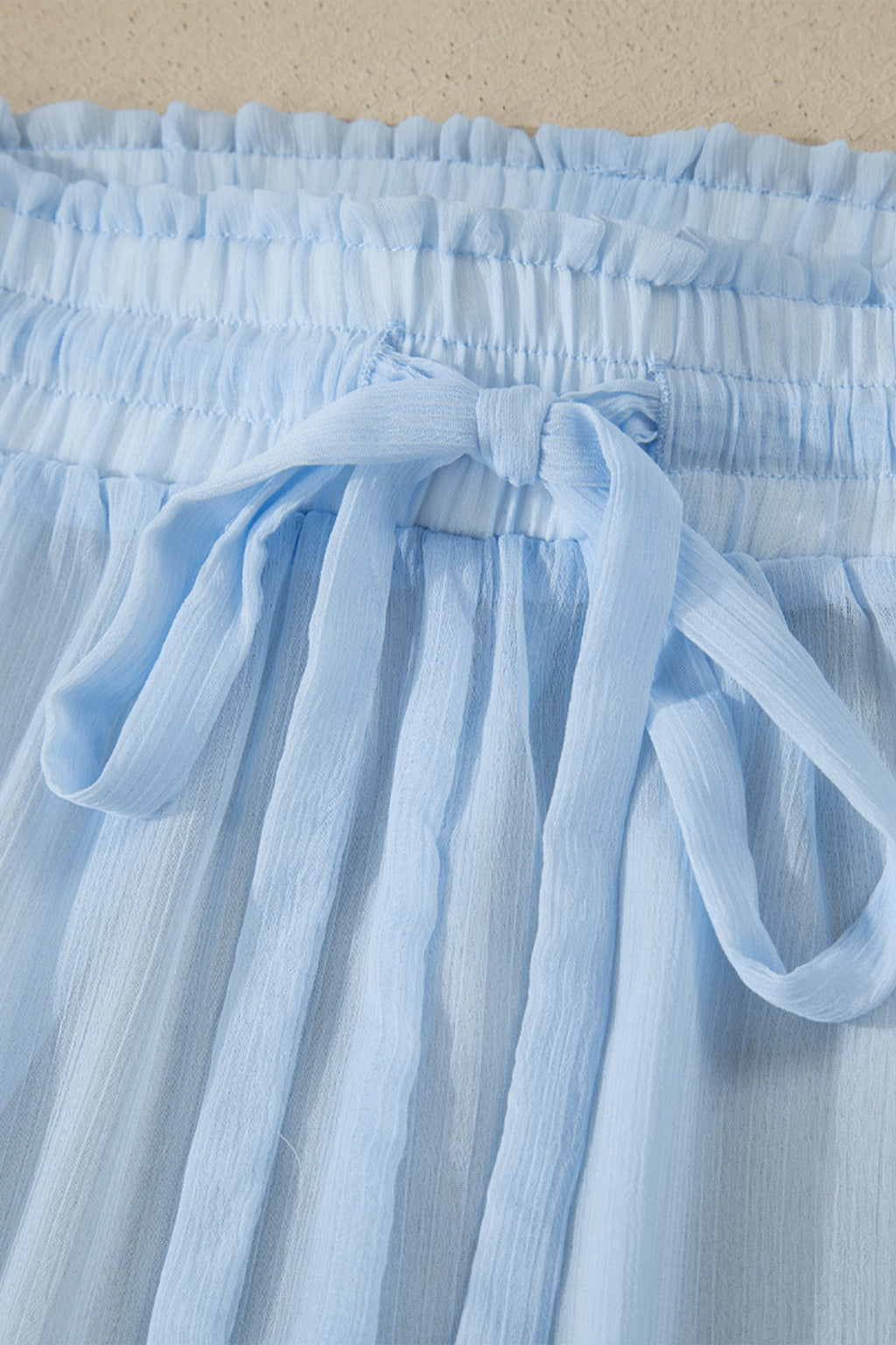 Beau Blue Sheer Tunic Shirt Drawstring Shorts 2pcs Swim Cover Up 🇺🇸