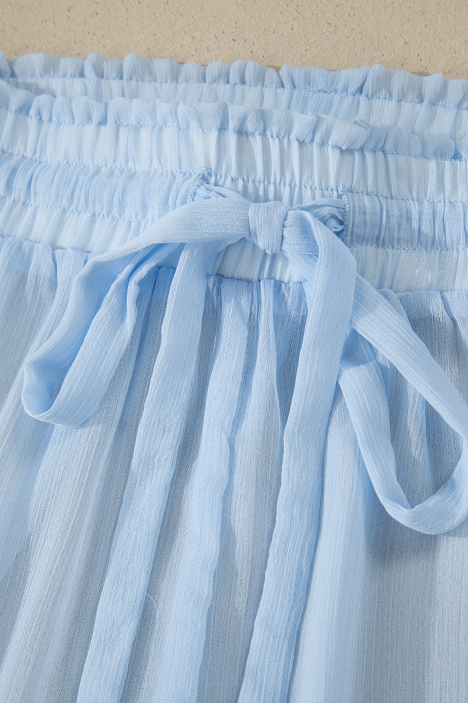 Beau Blue Sheer Tunic Shirt Drawstring Shorts 2pcs Swim Cover Up 🇺🇸
