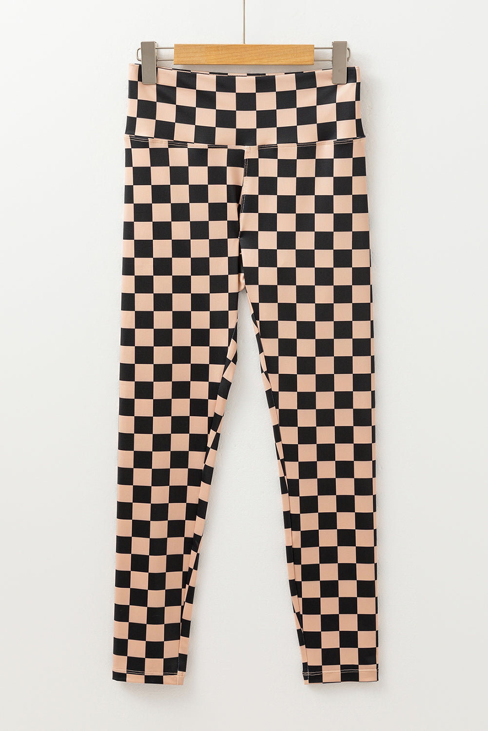 Khaki Checkered Pattern High Waist Skinny Leggings 🇺🇸