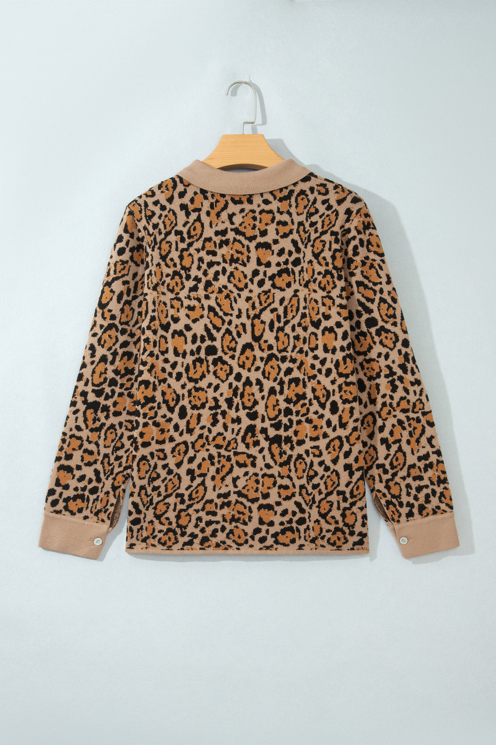 Brown Leopard Print Button-Up Cardigan Long Sleeve Cardigans 🇺🇸