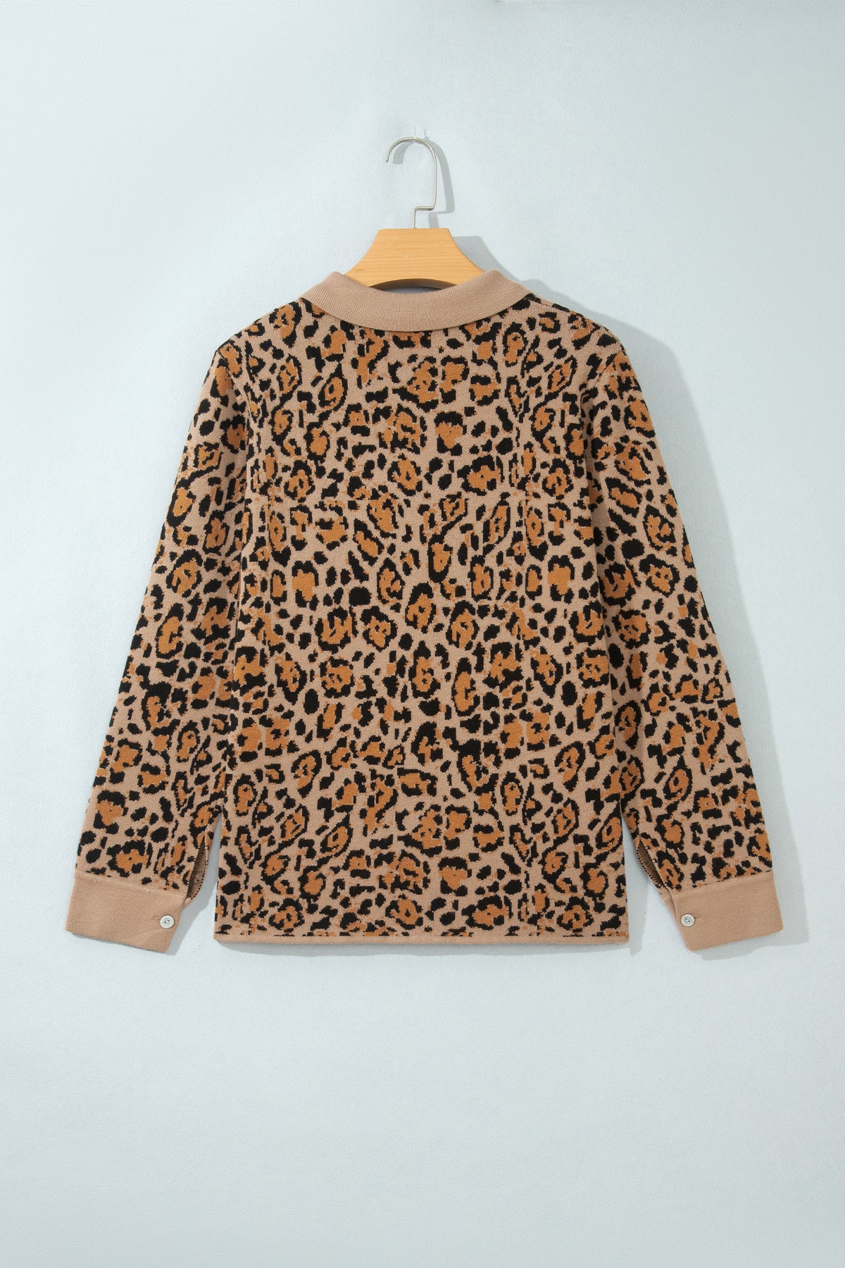 Brown Leopard Print Button-Up Cardigan Long Sleeve Cardigans 🇺🇸