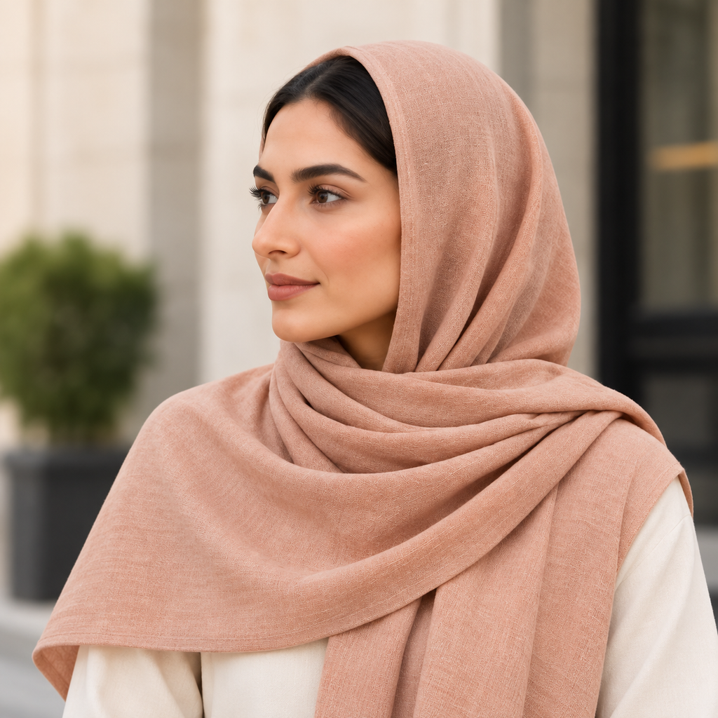 Warm Peach Nude Cotton Scarf – Soft, Comfortable Everyday Essential 🇬🇧