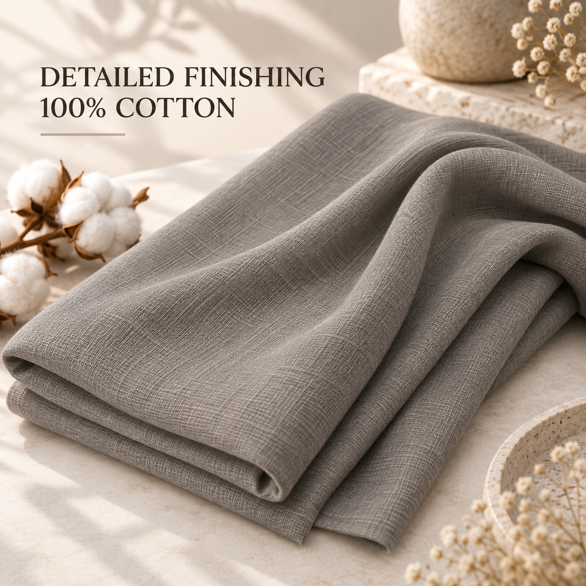 Taupe Grey Cotton Scarf – Soft, Comfortable Everyday Essential 🇬🇧