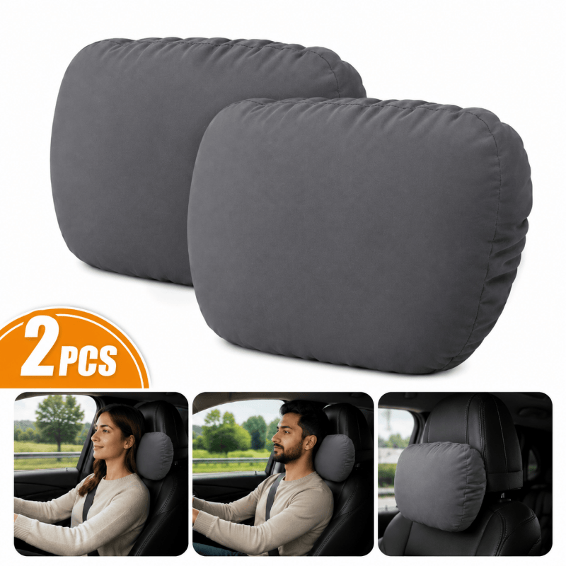 2Pack Black Car Headrest Pillow Neck Support Cushion Ergonomic Driving Comfort Pad 🇬🇧