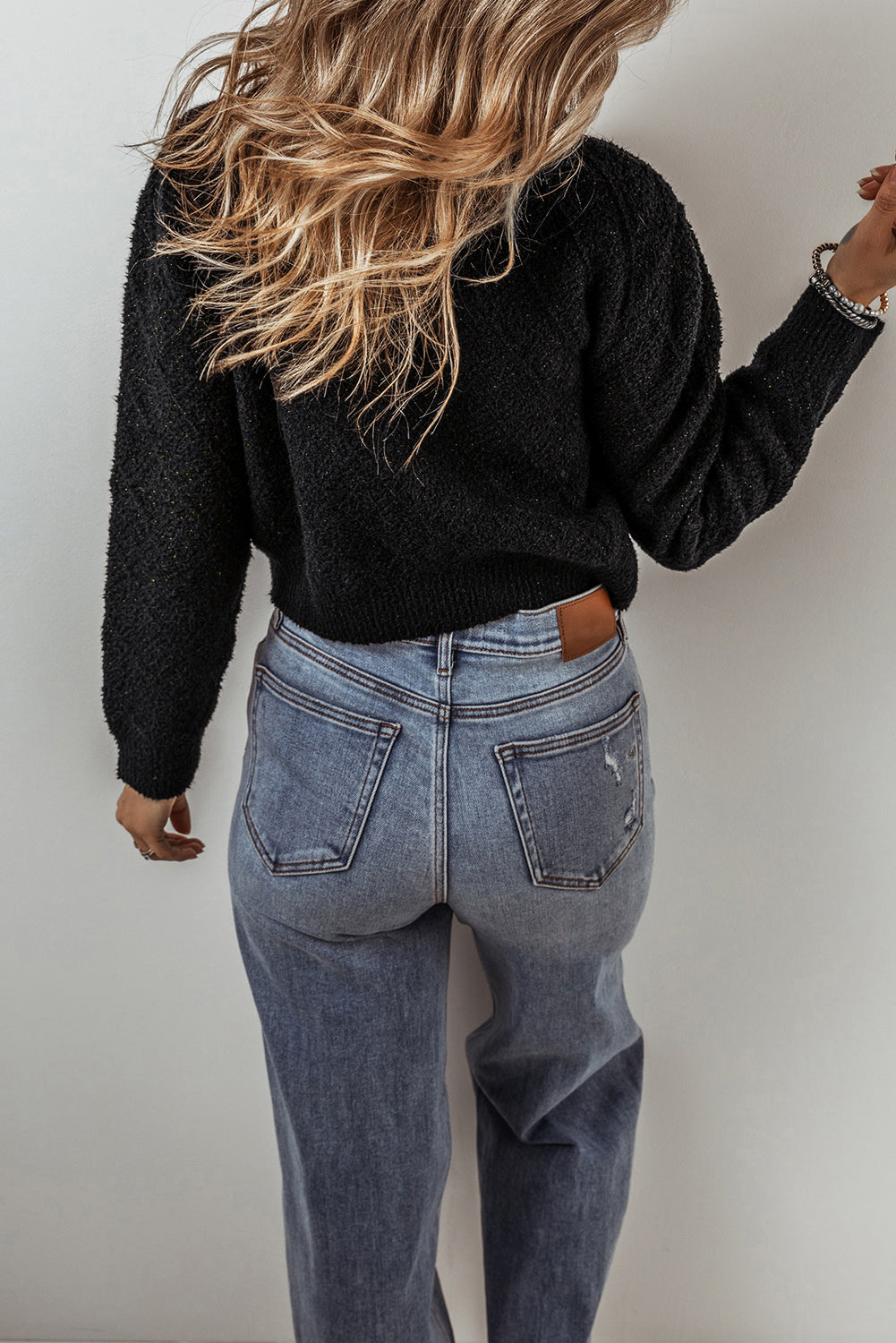 Black Shimmer Flap Pocket Button up Cardigan 🇨🇳