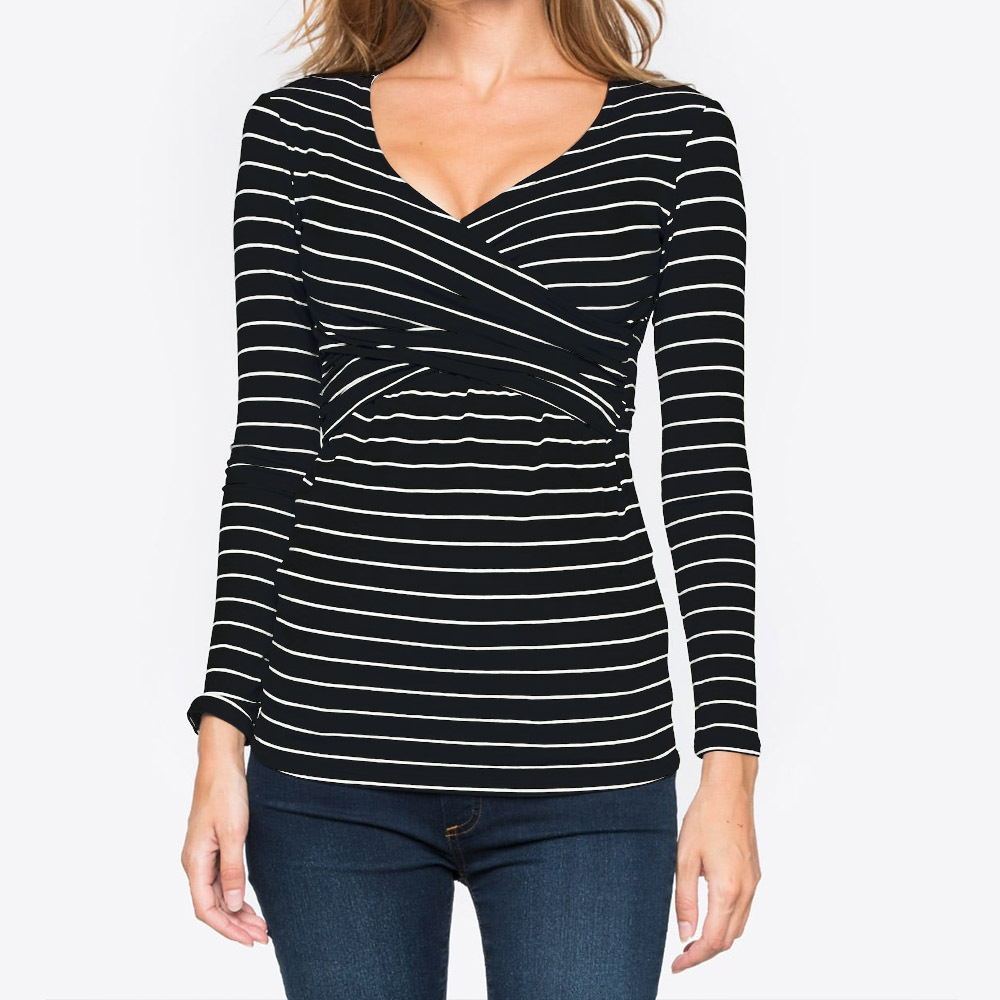 Deep V-neck print long sleeves 🇨🇳