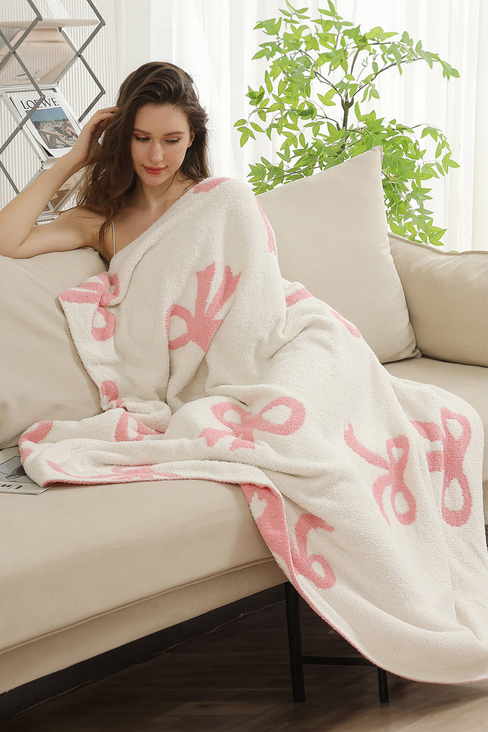 Pink Bow Printed Cozy Soft Throw Blanket 🇺🇸