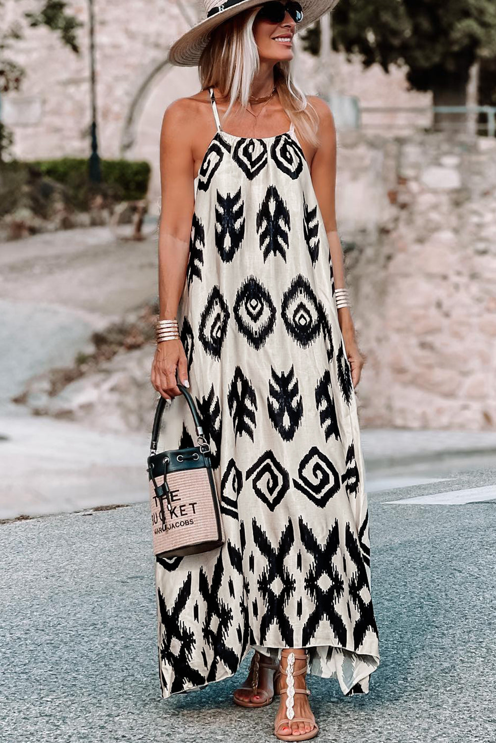 Black Western Aztec Printed Fashion Vacation Sundress 🇺🇸