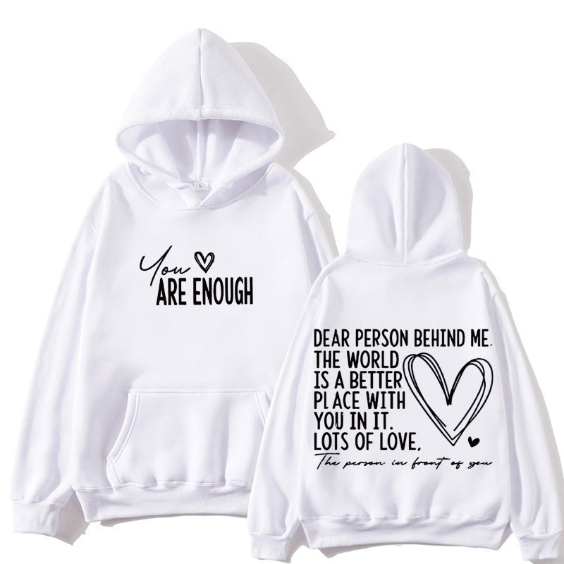 New YOU ARE ENOUGH Lettered Casual Hoodie 🇨🇳