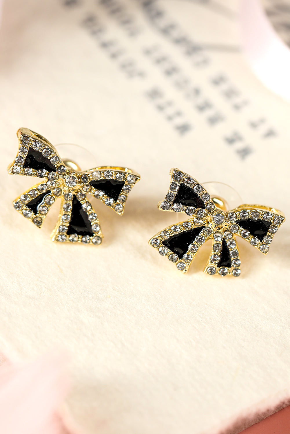 Black Rhinestone Bow Knot Stud Earrings 🇺🇸