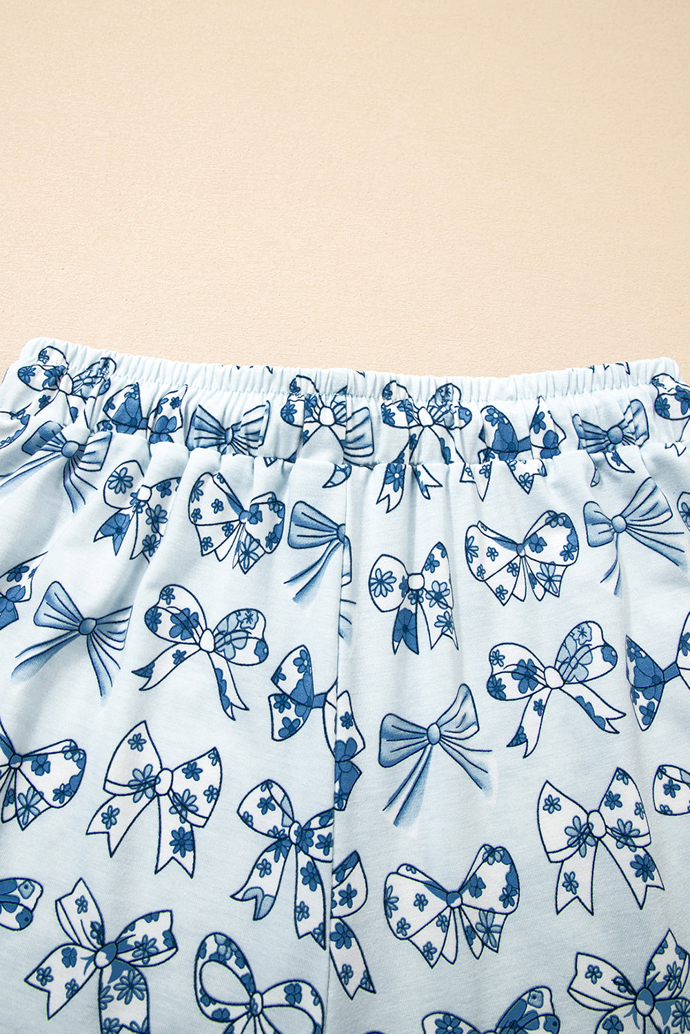 Sky Blue Bow Print Short Pajama Set 🇺🇸