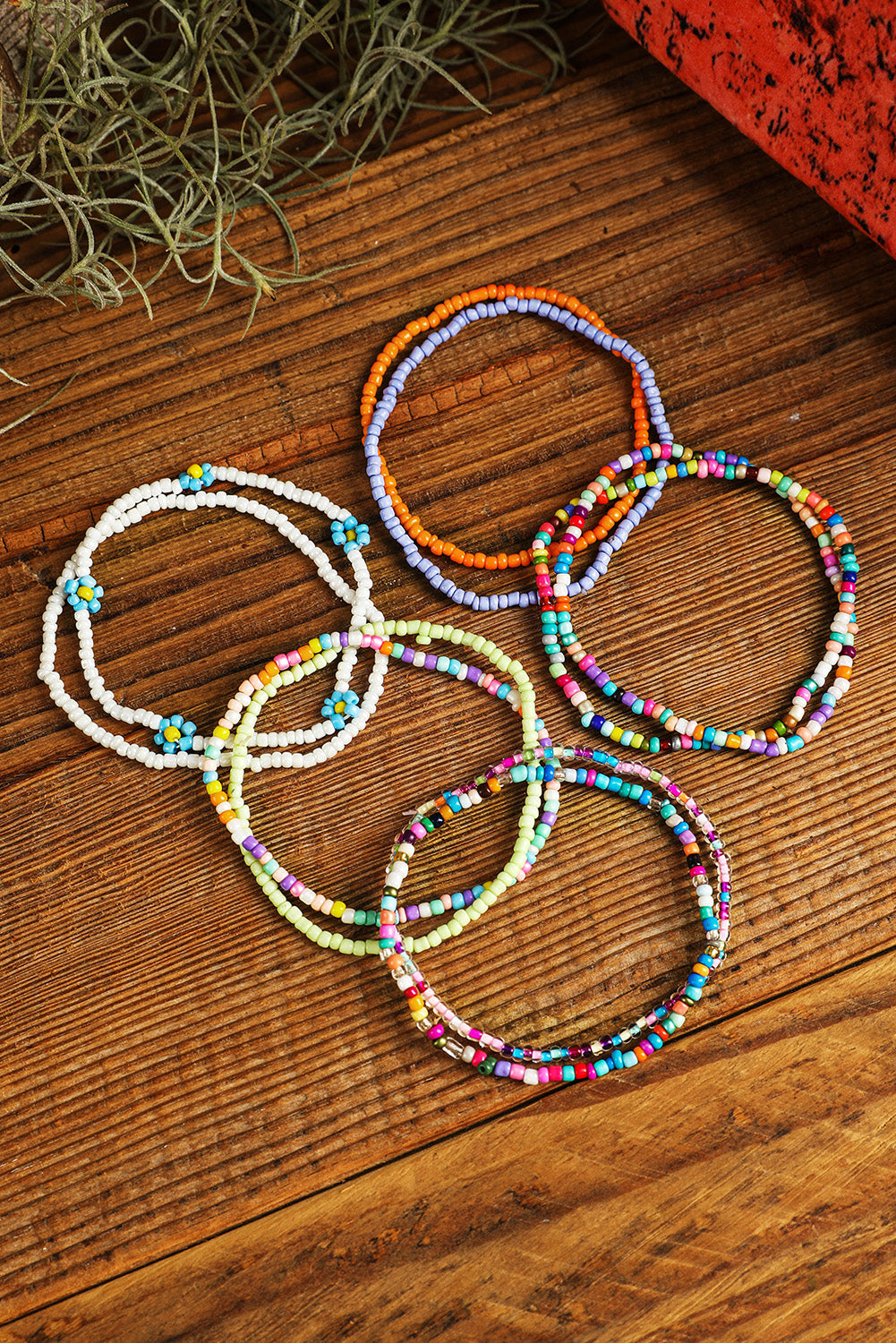 Yellow Flower Random Color Multi Layered Beaded Anklet Set 🇨🇳