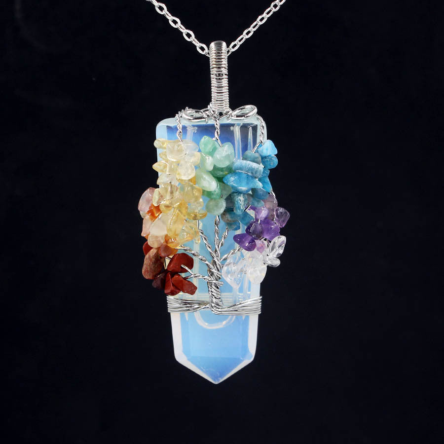 Crystal Column Tree Of Life Winding Pendant Necklace 🇨🇳