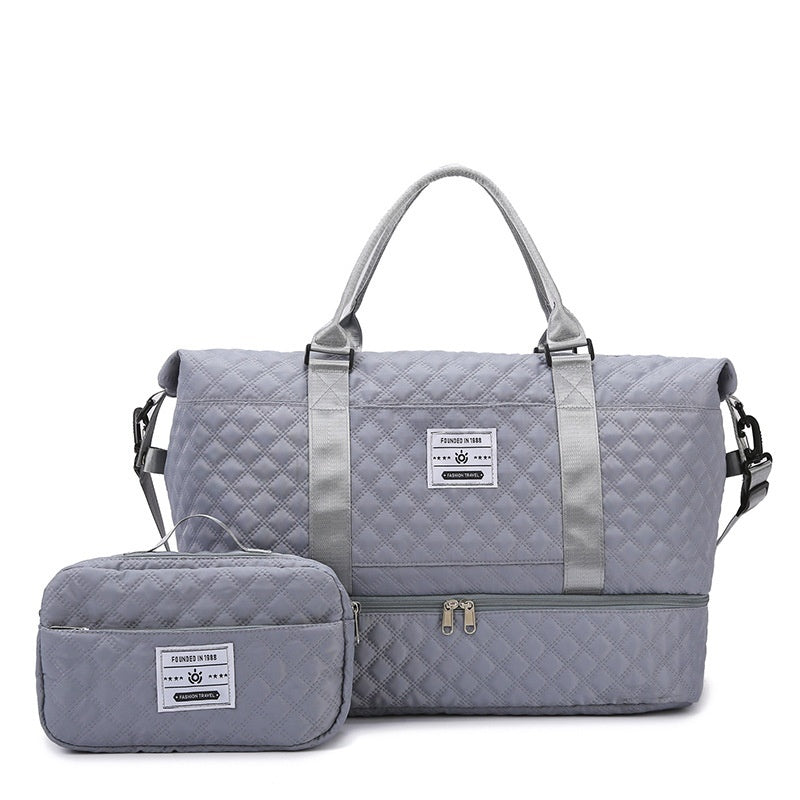 Large-Capacity Quilted Embroidered Thread Handle Crossbody Storage Travel Bag 🇨🇳