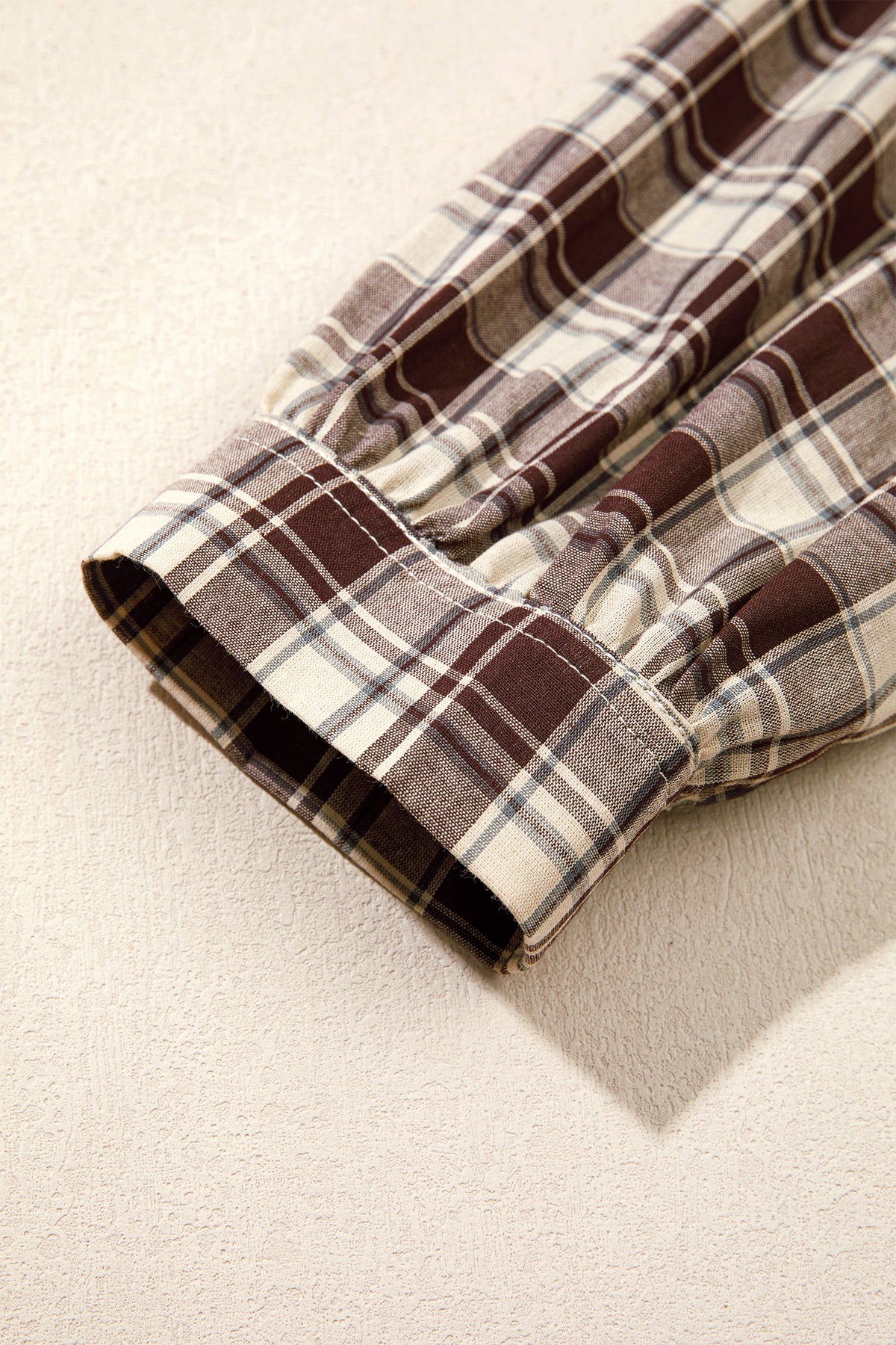 Brown Plaid Long Sleeve Short Shift Mini Dress 🇺🇸