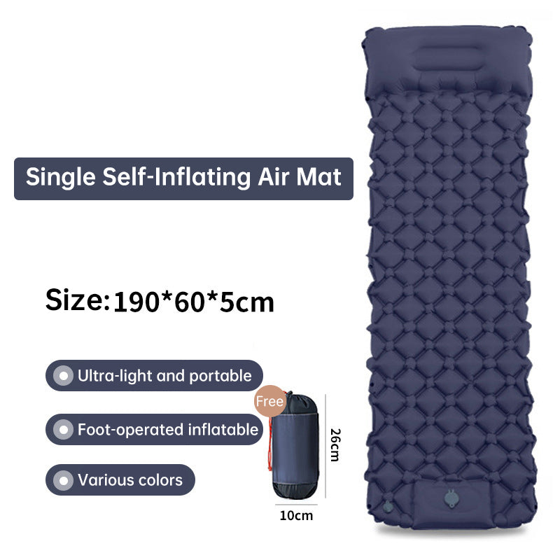 Outdoor double inflatable sleeping pad – with built-in pillow & pump, for camping, backpacking, hiking 🇨🇳