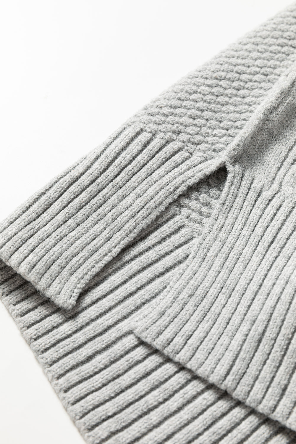 High Cable Knit Quarter Zip Ribbed Trim Loose Sweater Dress 🇺🇸