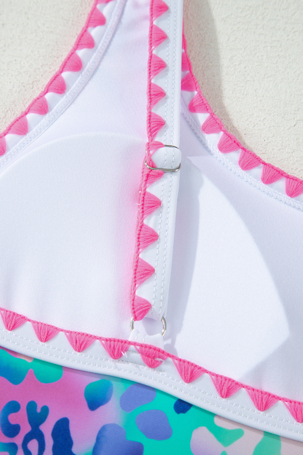 Pink Leopard Ricrac Trim Square Neck High Waist Bikini 🇺🇸