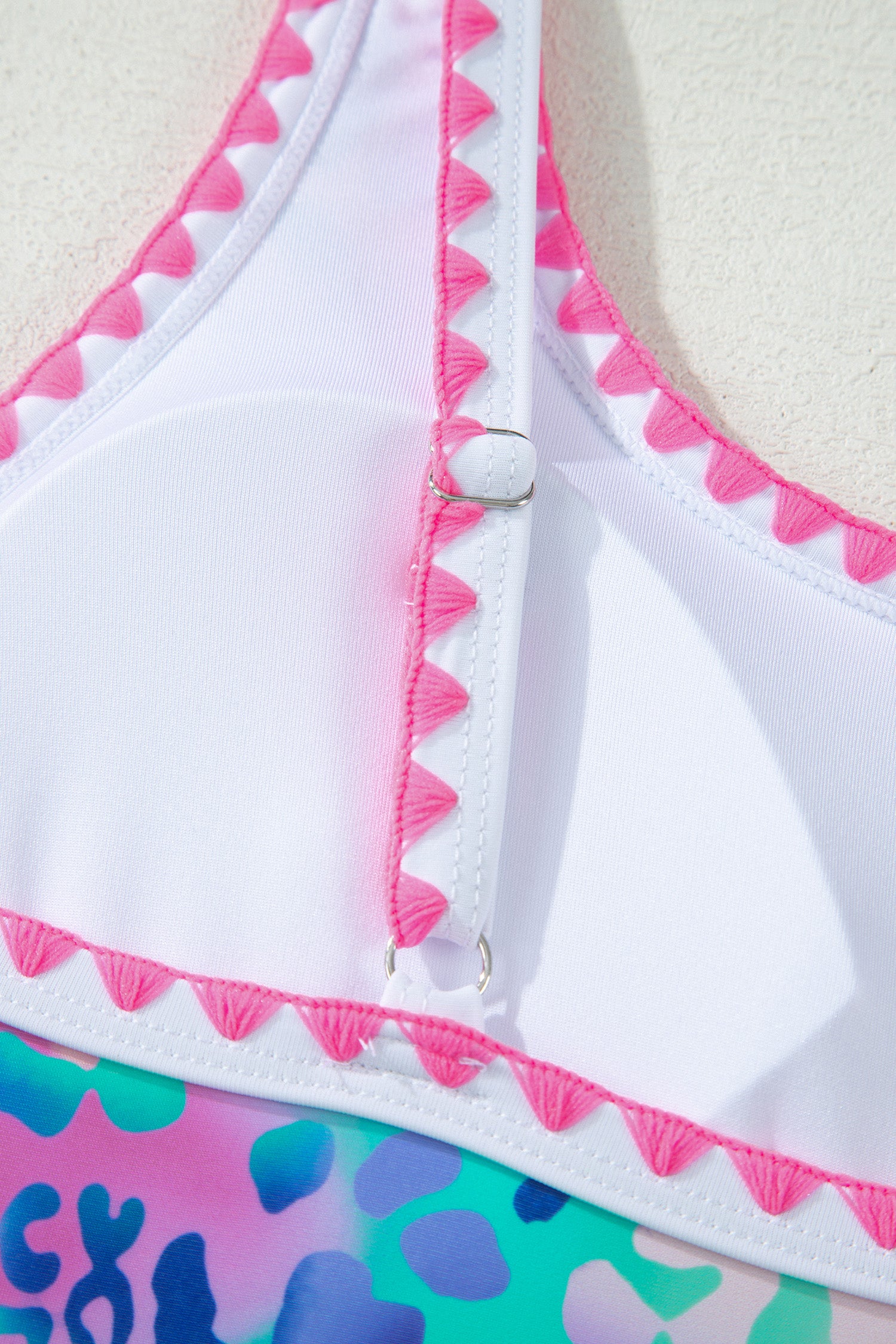 Pink Leopard Ricrac Trim Square Neck High Waist Bikini 🇺🇸